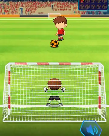 Goal Keeper minigame: a goalkeeper ready on the goal line as a striker lines up a penalty kick